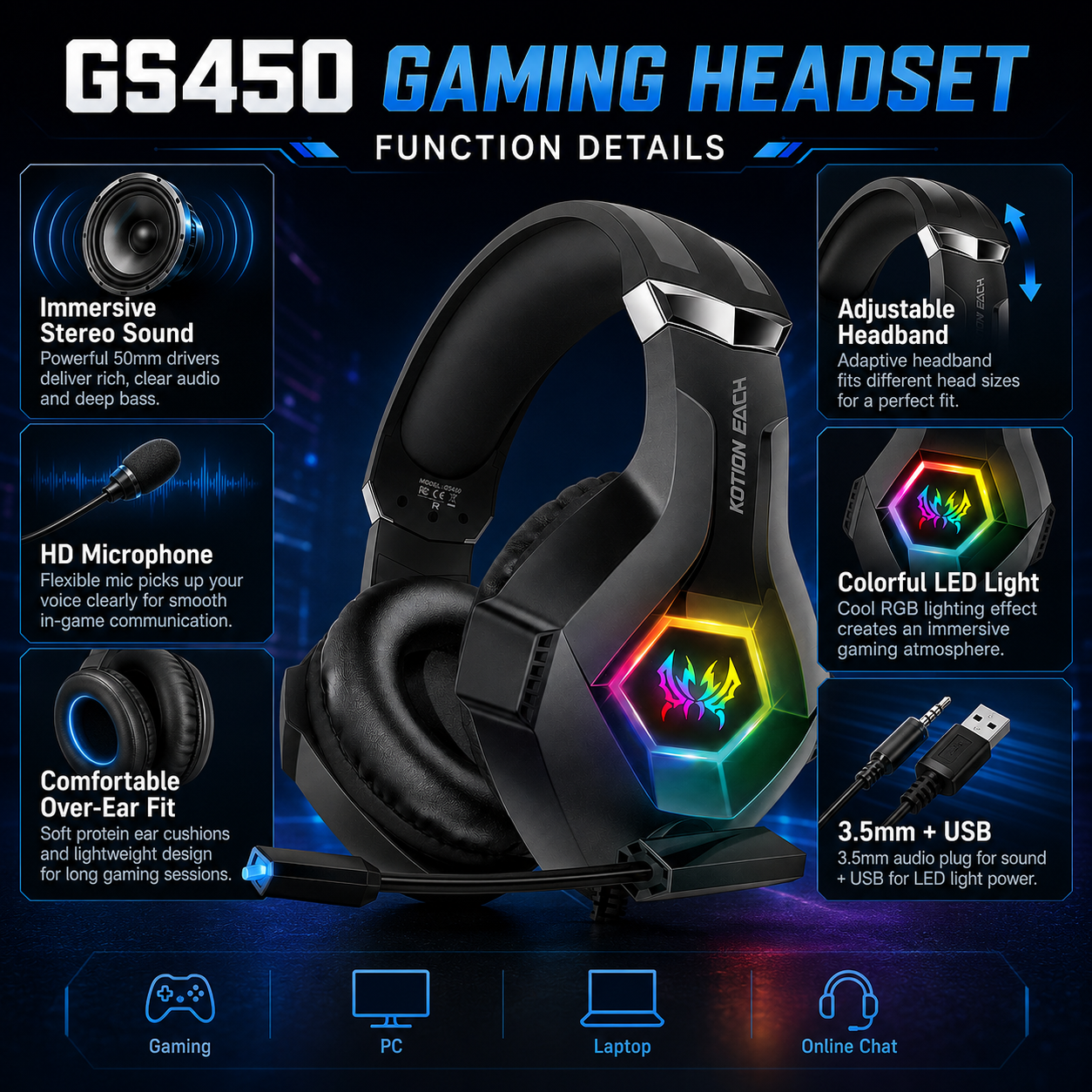 GS450 Wired Gaming Headset RGB - Gaming Headset Rgb review and price