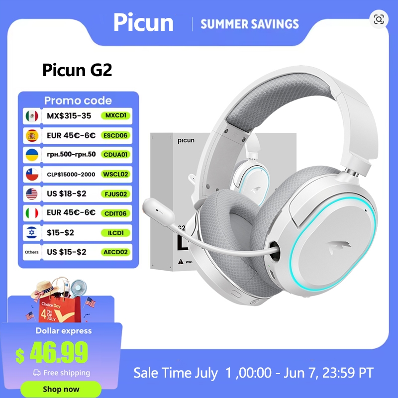 Picun G2 2.4GHz Bluetooth Wire - Gaming Headset Rgb review and price