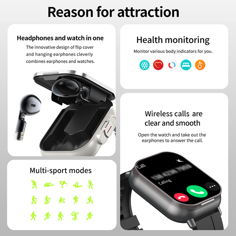New TWS 2 in 1 Smart Watch wit - Earbuds Charging Case review and price